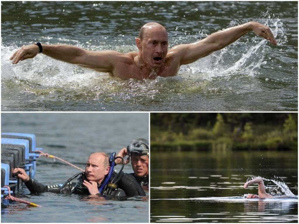 Путин плывет баттерфляем фото